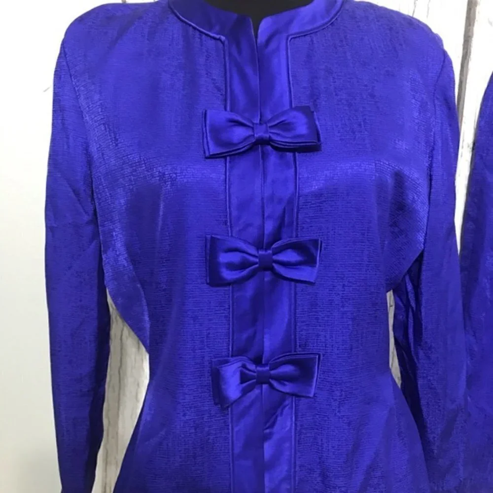 Adrianna Papell Purple Silk Skirt Suit Size 10